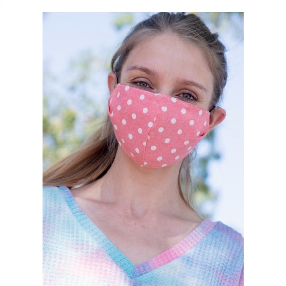 PINK POLKA DOT FILTER PROTECTIVE FACE MASK - Picture 4 of 7